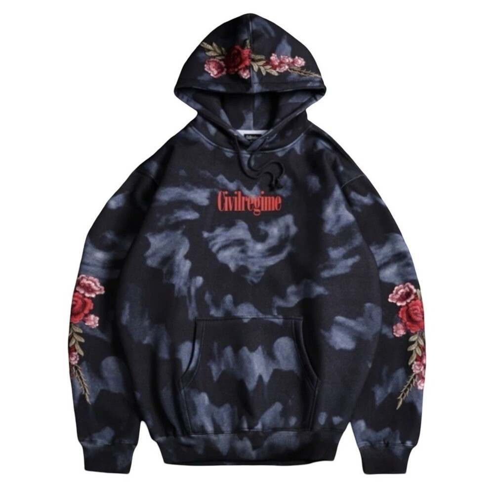 New Civil Regime Black Rose Hoodie Tie Dye Size XL